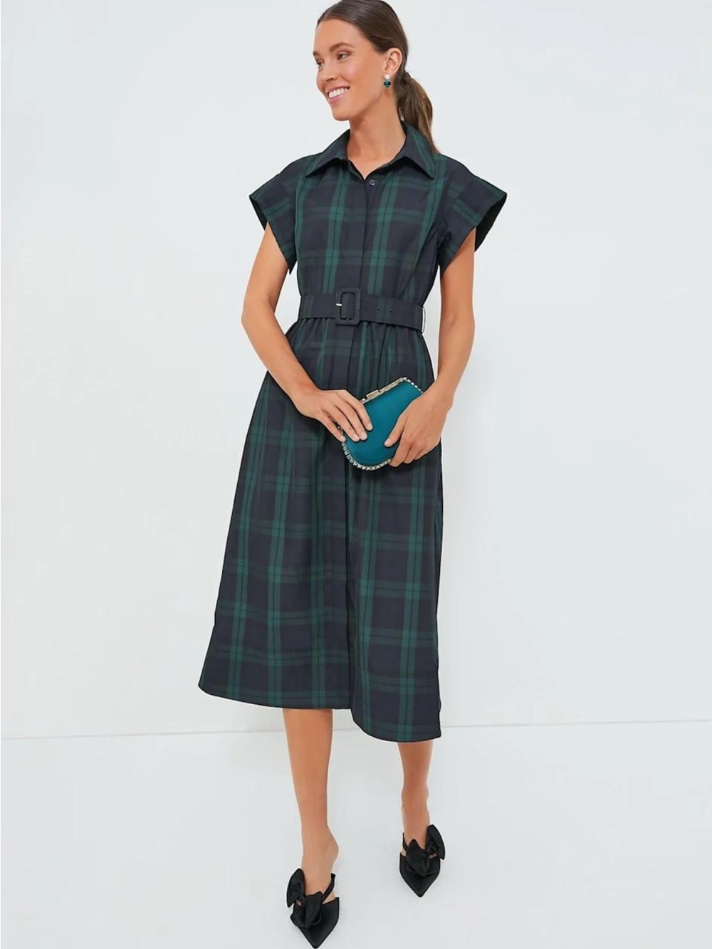 Tuckernuck Blackwatch Chloe Plaid Midi Dress XXS
